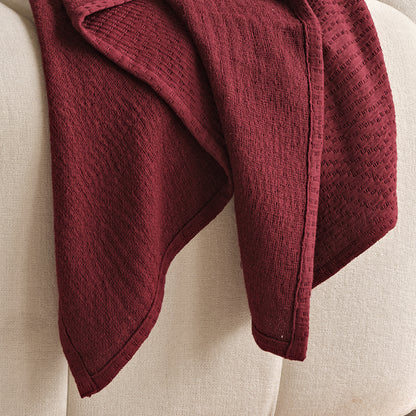 Soldon 200x220cm Cotton Throw - Burgundy Red - Laura James 