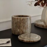 Tiree 11cm Lidded Pot - Beige Marble - Laura James 
