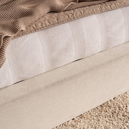 Torin King Ottoman Bed - Ivory with Jet Black Piping - Laura James 