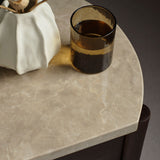 Viola 1 Drawer Bedside Table - Lady Grey Marble & Coffee Brown Mango Wood - Laura James 