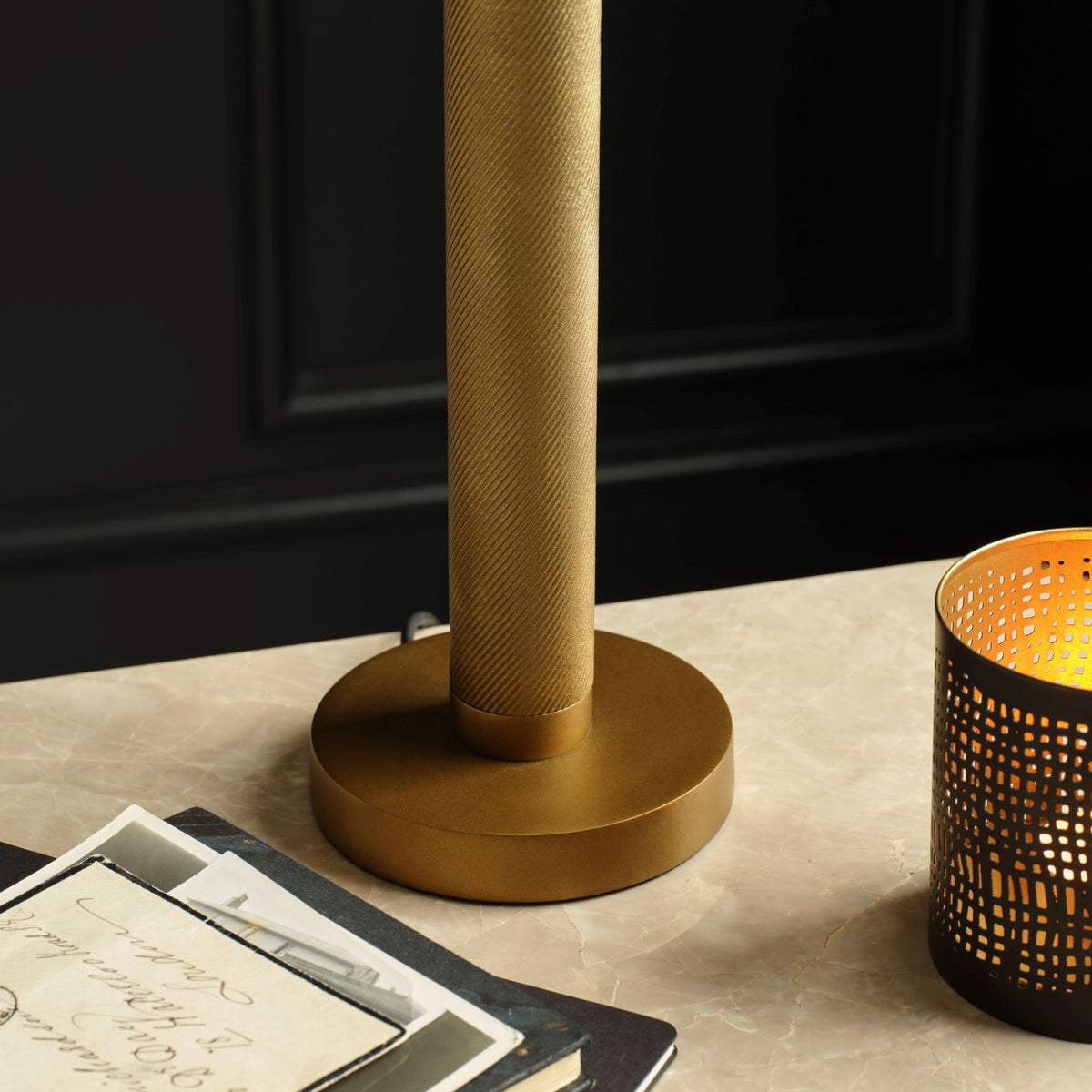 Welham 36cm Metal Table Lamp Base - Patina Gold - Laura James 