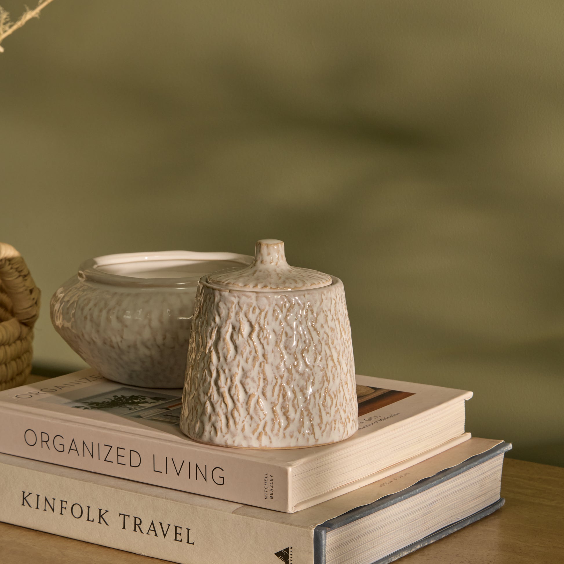 Alderney 10cm Lidded Ceramic Sea Salt and Bergamot Candle - Whitewash - Laura James 