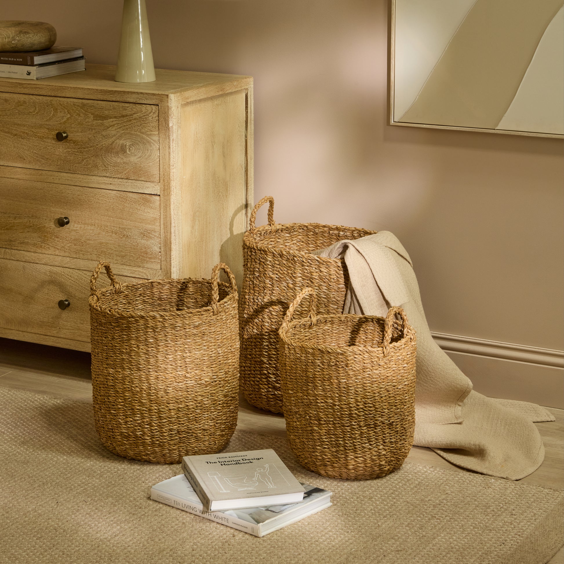 Asika 30cm Round Typha Basket - Natural - Laura James 