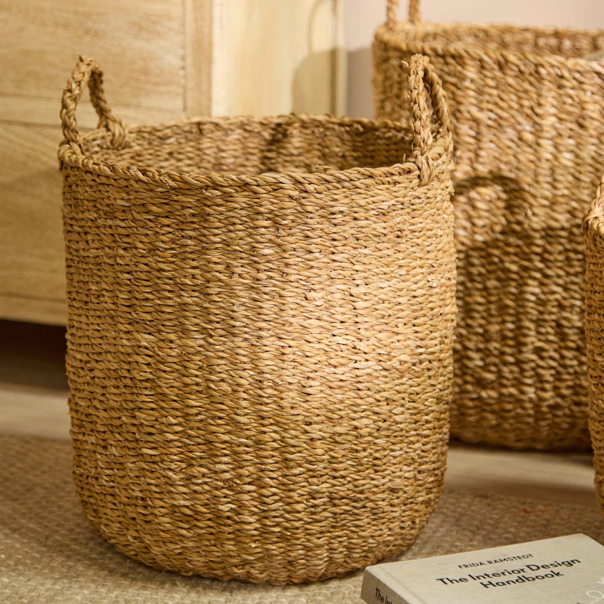 Asika 35cm Round Typha Basket - Natural - Laura James 