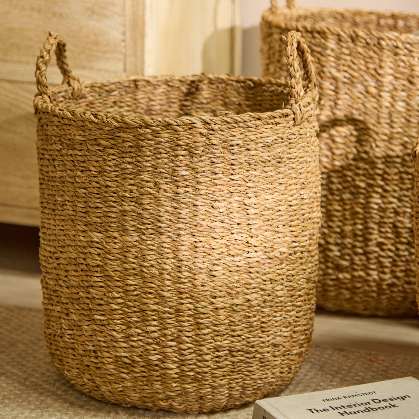 Asika 40cm Round Typha Basket - Natural - Laura James