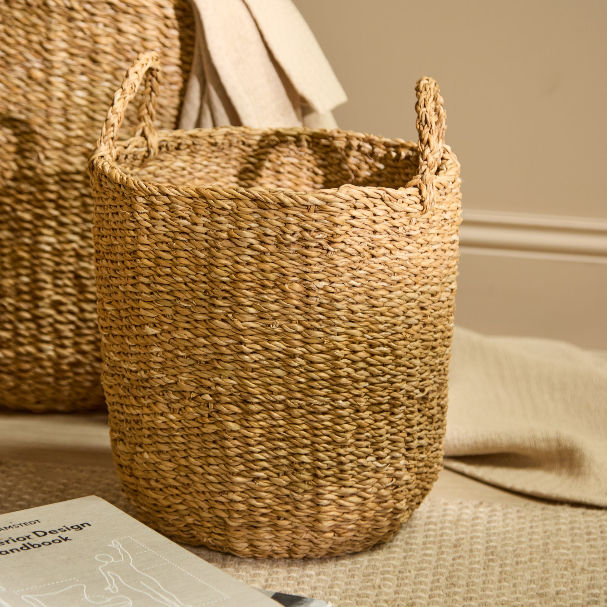 Asika 30cm Round Typha Basket - Natural - Laura James 