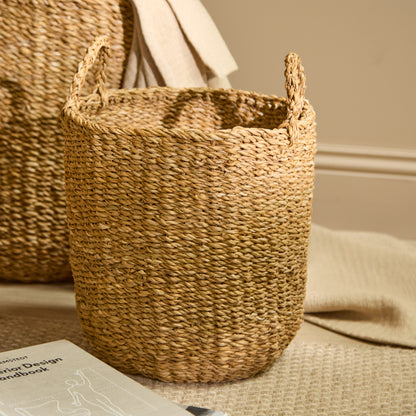 Asika 30cm Round Typha Basket - Natural - Laura James 