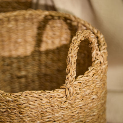 Asika 35cm Round Typha Basket - Natural - Laura James 