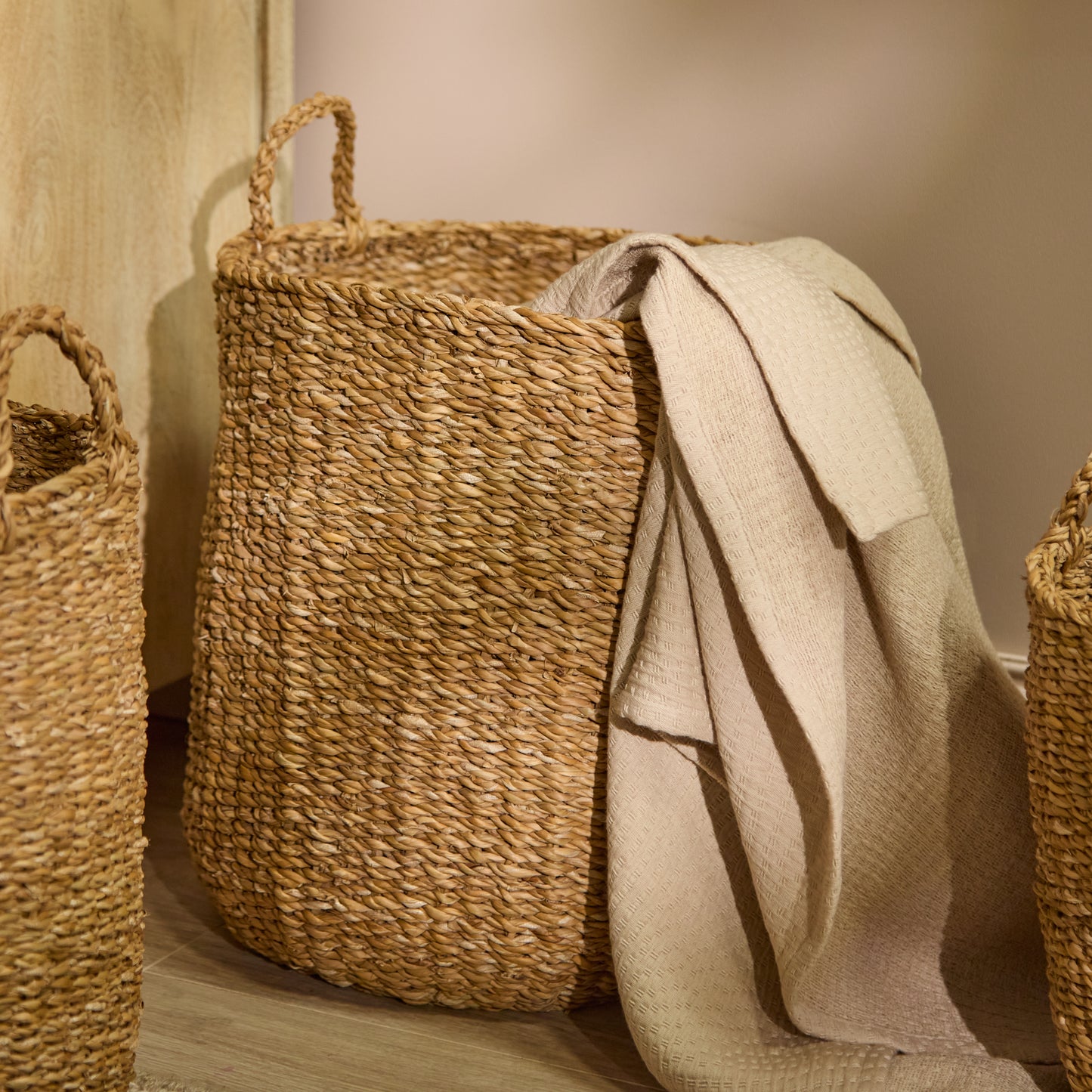 Asika 45cm Round Typha Basket - Natural - Laura James 