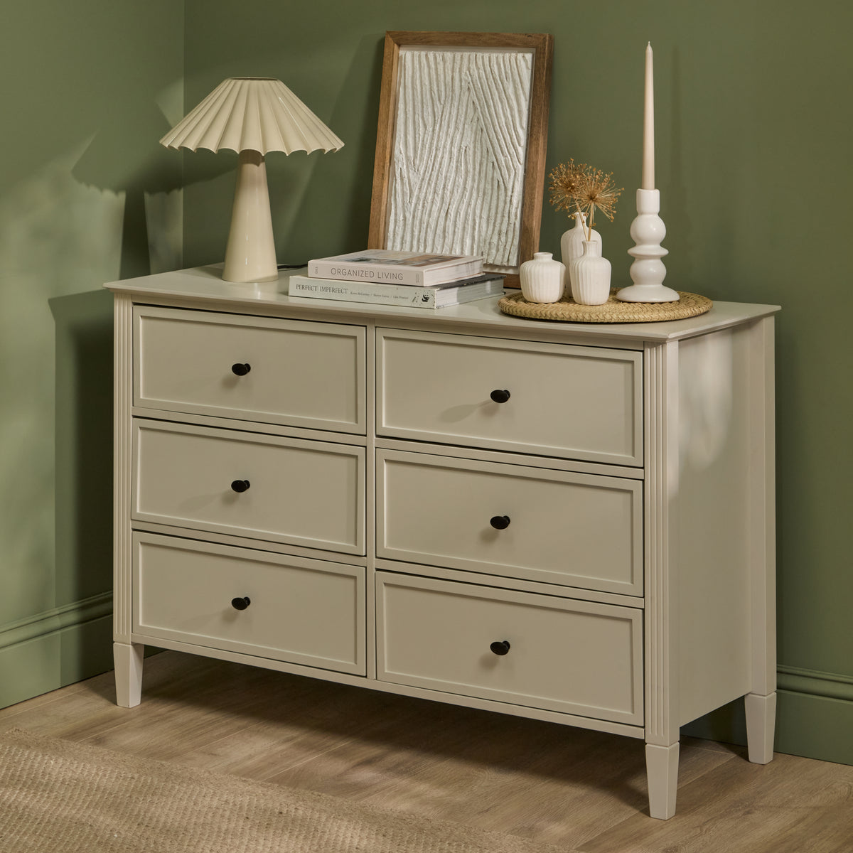 Cambrie 115cm 6 Drawer Chest of Drawers - Oatmeal - Laura James 