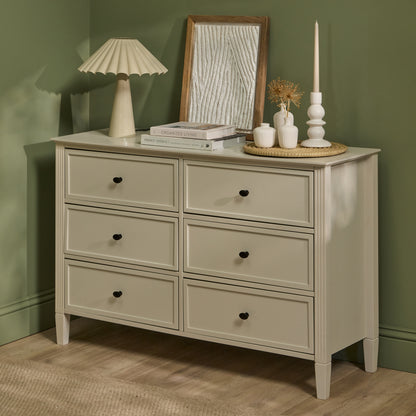Cambrie 115cm 6 Drawer Chest of Drawers - Oatmeal - Laura James 