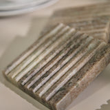 Tiree 10cm Set of 4 Square Coasters - Beige Marble - Laura James 