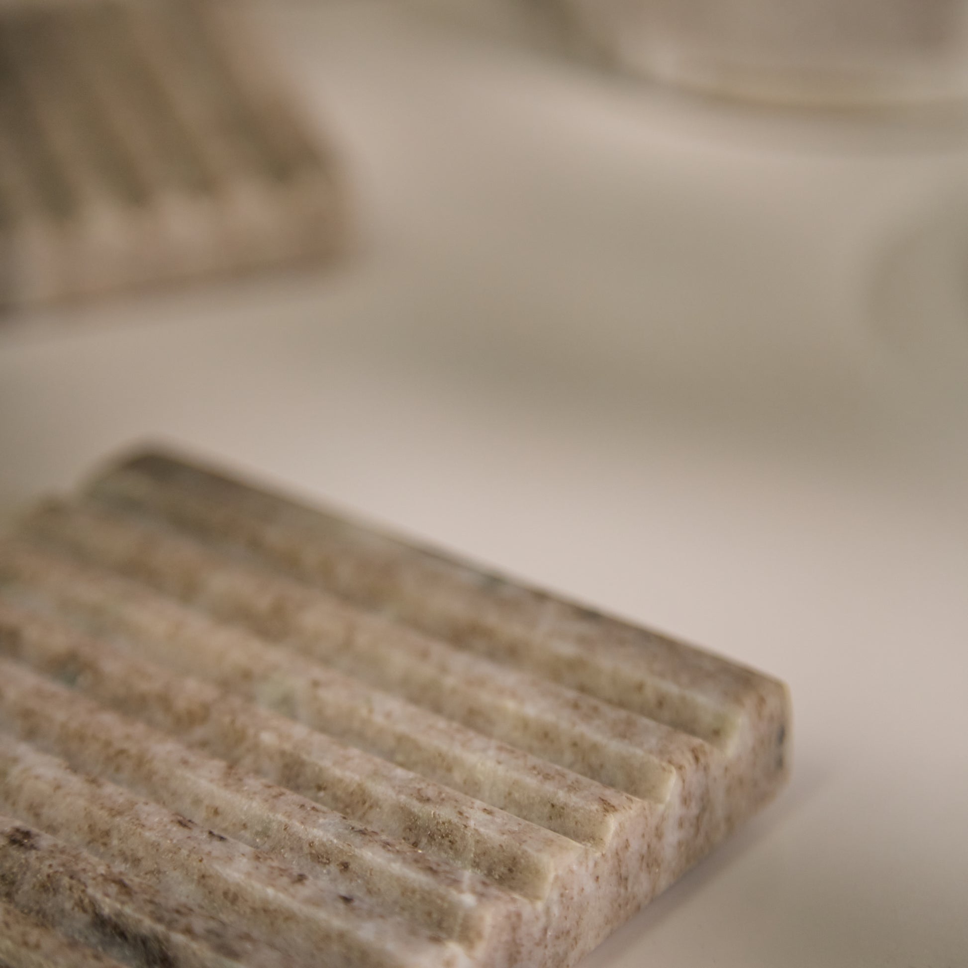Tiree 10cm Set of 4 Square Coasters - Beige Marble - Laura James 