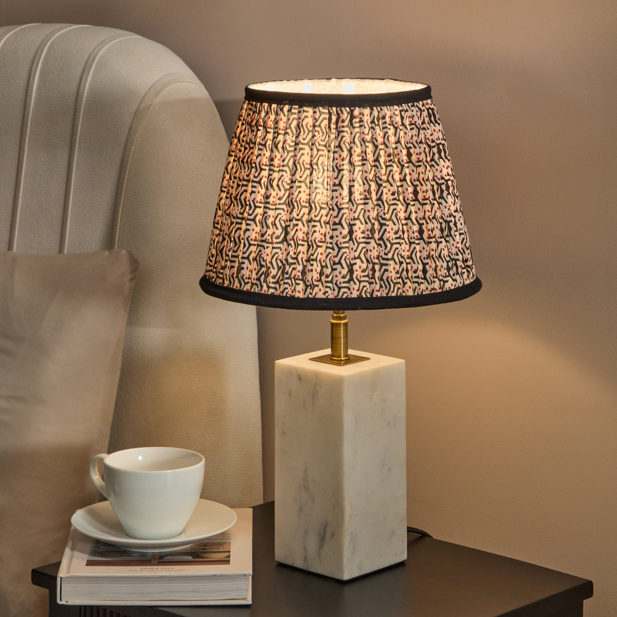 Colmar 23.5cm Marble Table Lamp Base - White Marble - Laura James 