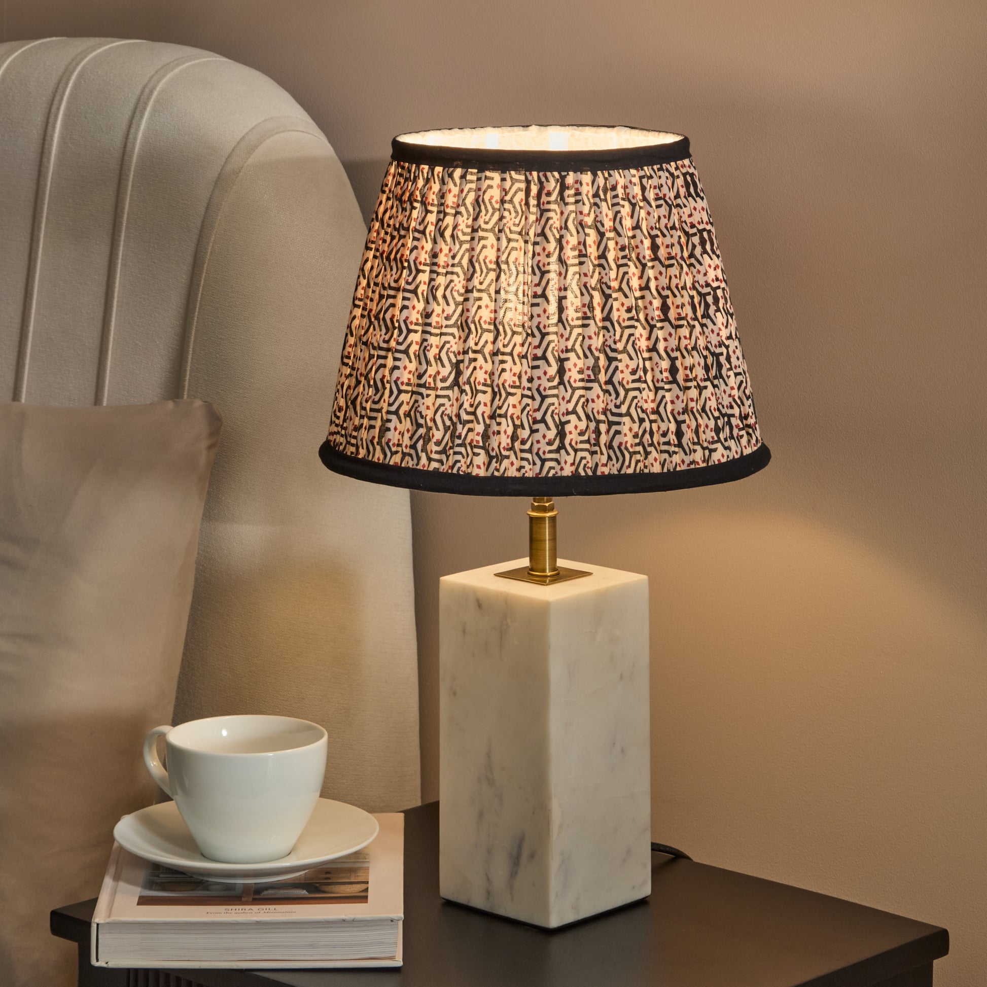 Colmar 23.5cm Marble Table Lamp Base - White Marble - Laura James 
