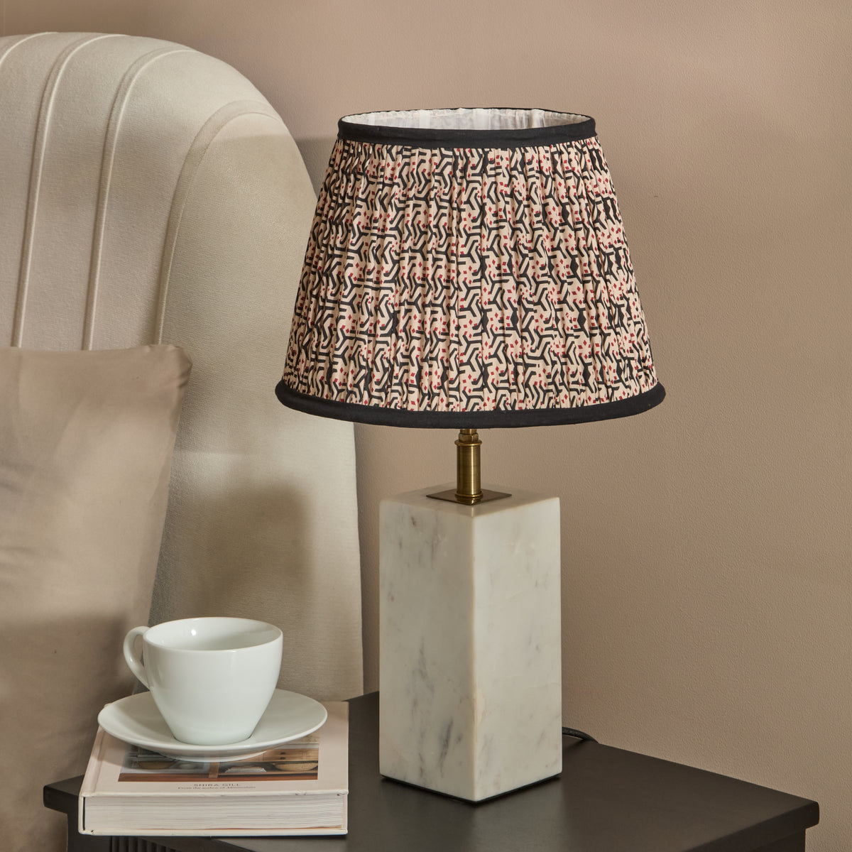 Colmar 23.5cm Marble Table Lamp Base - White Marble - Laura James 