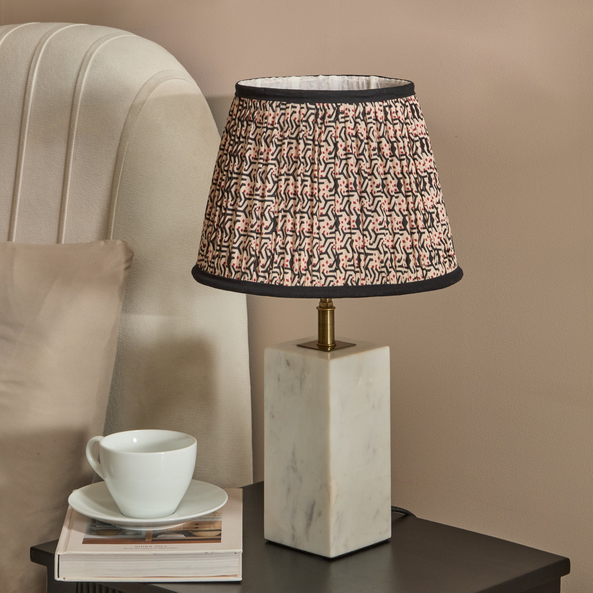 Colmar 23.5cm Marble Table Lamp Base - White Marble - Laura James 