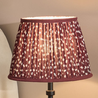 Nimana 25cm Gathered Lamp Shade - Burgundy Spot - Laura James 