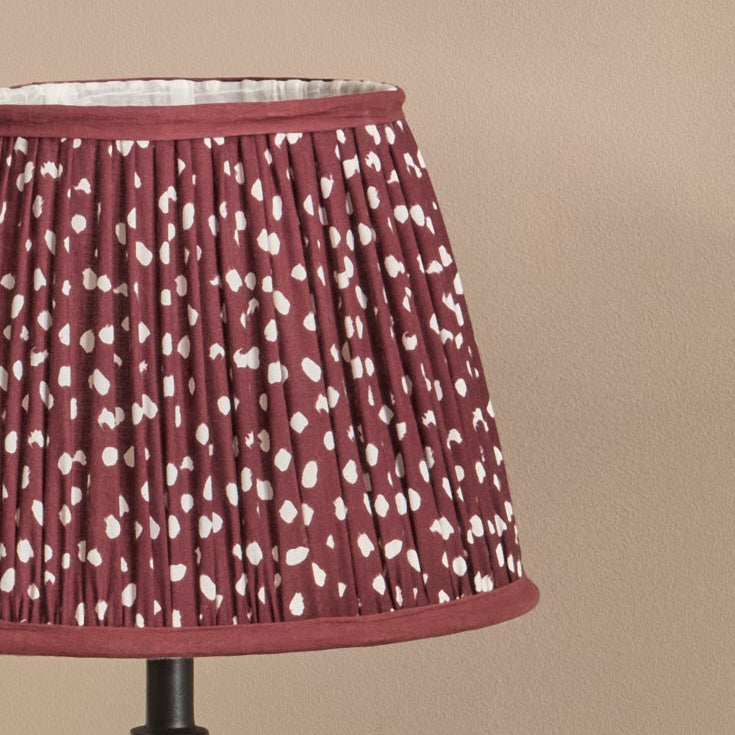 Nimana 30cm Gathered Lamp Shade - Burgundy Spot - Laura James 