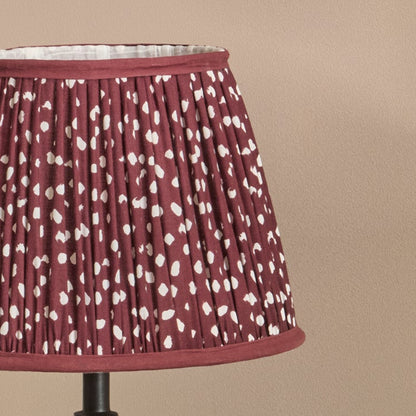 Nimana 30cm Gathered Lamp Shade - Burgundy Spot - Laura James 