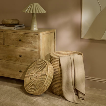 Kasheli 50cm Round Laundry Basket - Natural Date Leaf - Laura James 