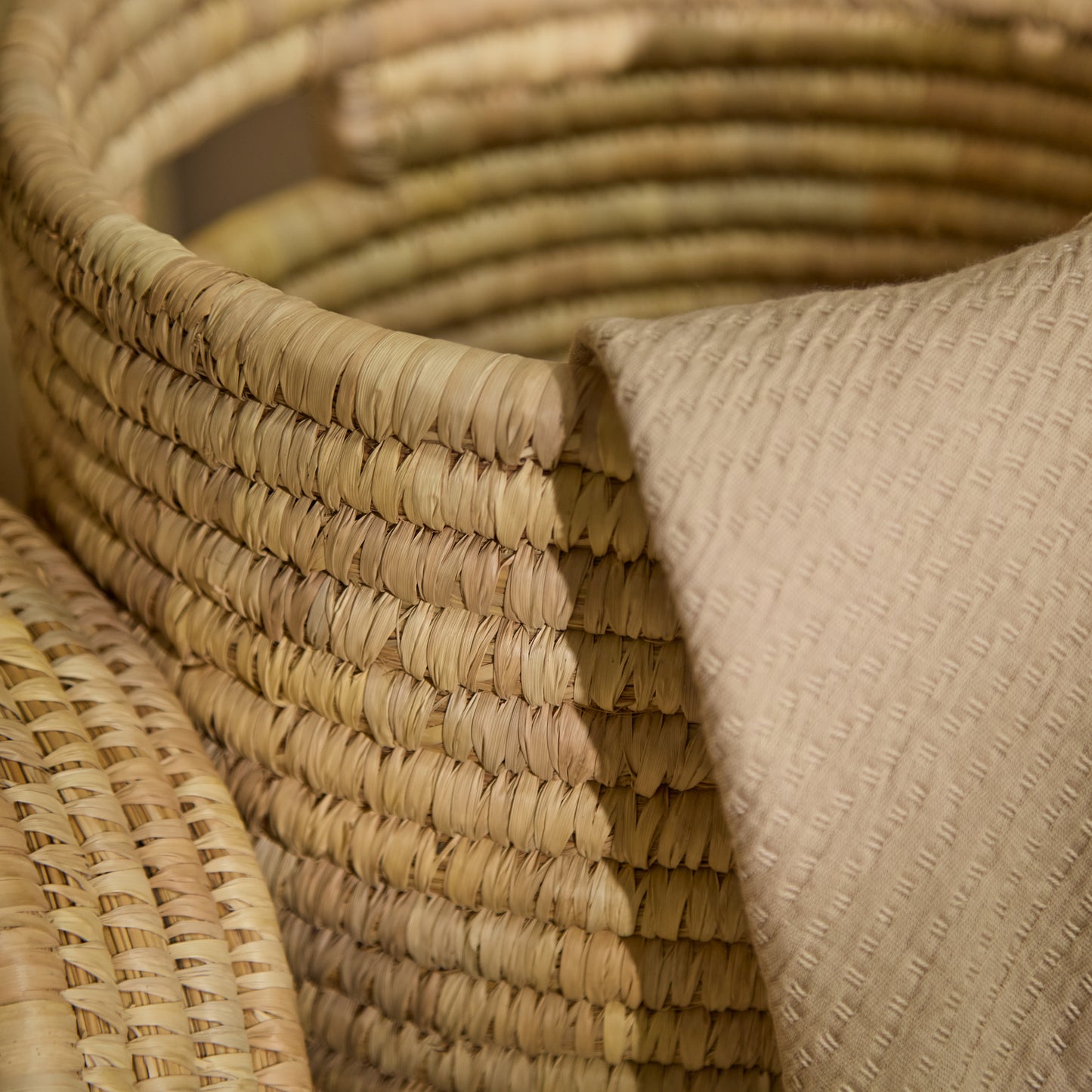 Kasheli 50cm Round Laundry Basket - Natural Date Leaf - Laura James 