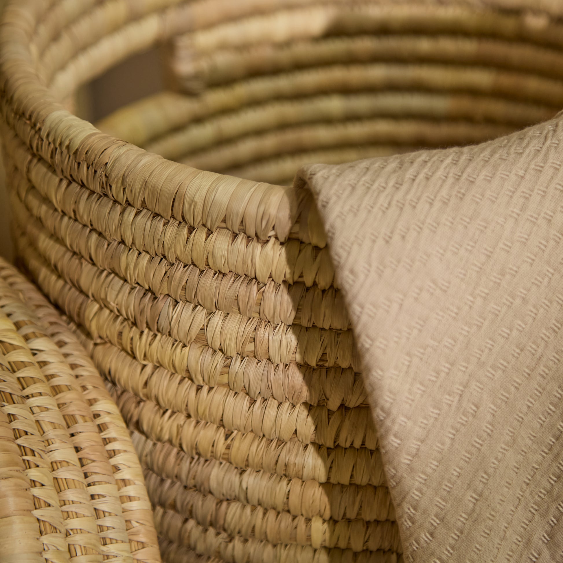 Kasheli 50cm Round Laundry Basket - Natural Date Leaf - Laura James 