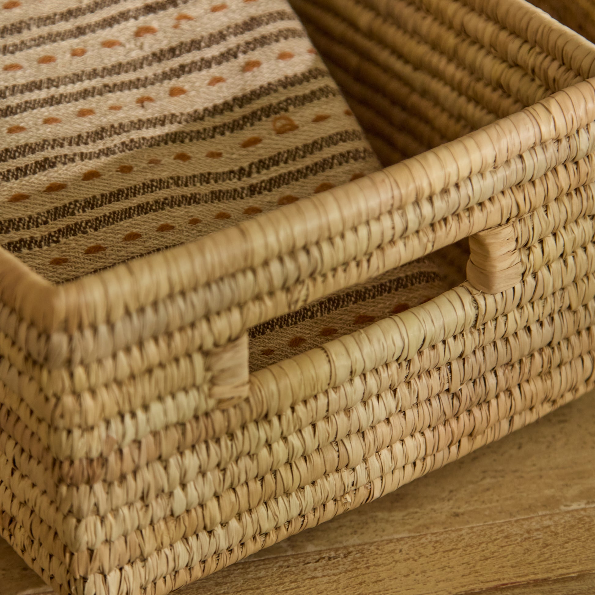 Kasheli 40x35cm Rectangular Basket - Natural Date Leaf - Laura James 