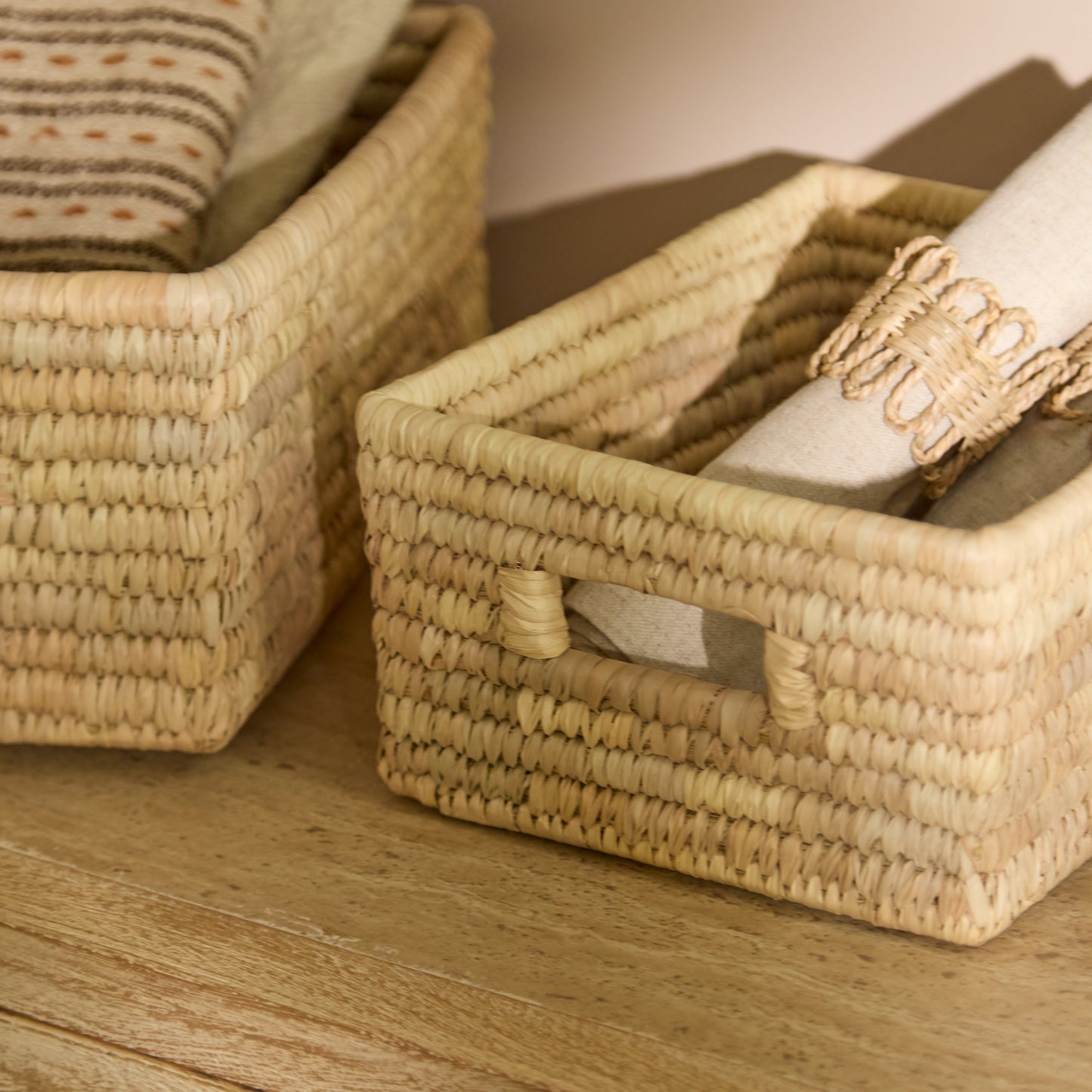 Kasheli 20x15cm Rectangular Basket - Natural Date Leaf - Laura James 