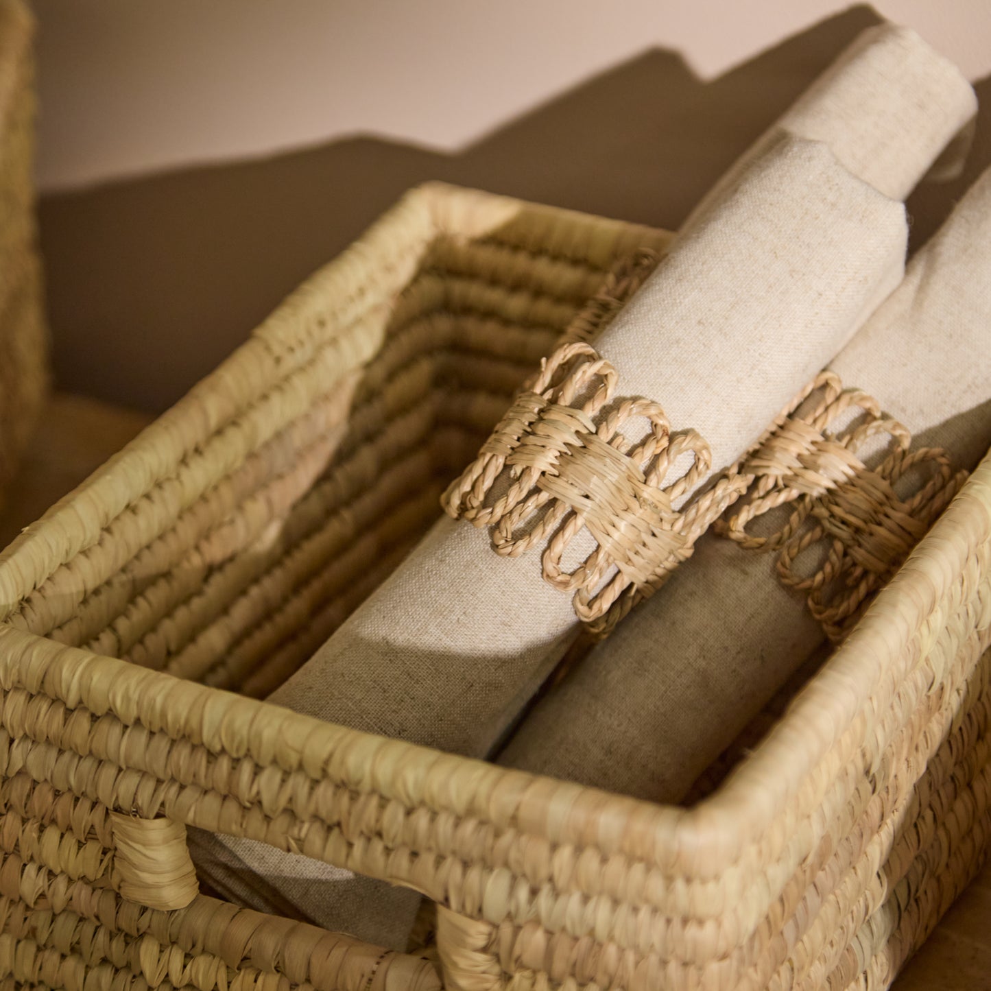 Kasheli 20x15cm Rectangular Basket - Natural Date Leaf - Laura James 