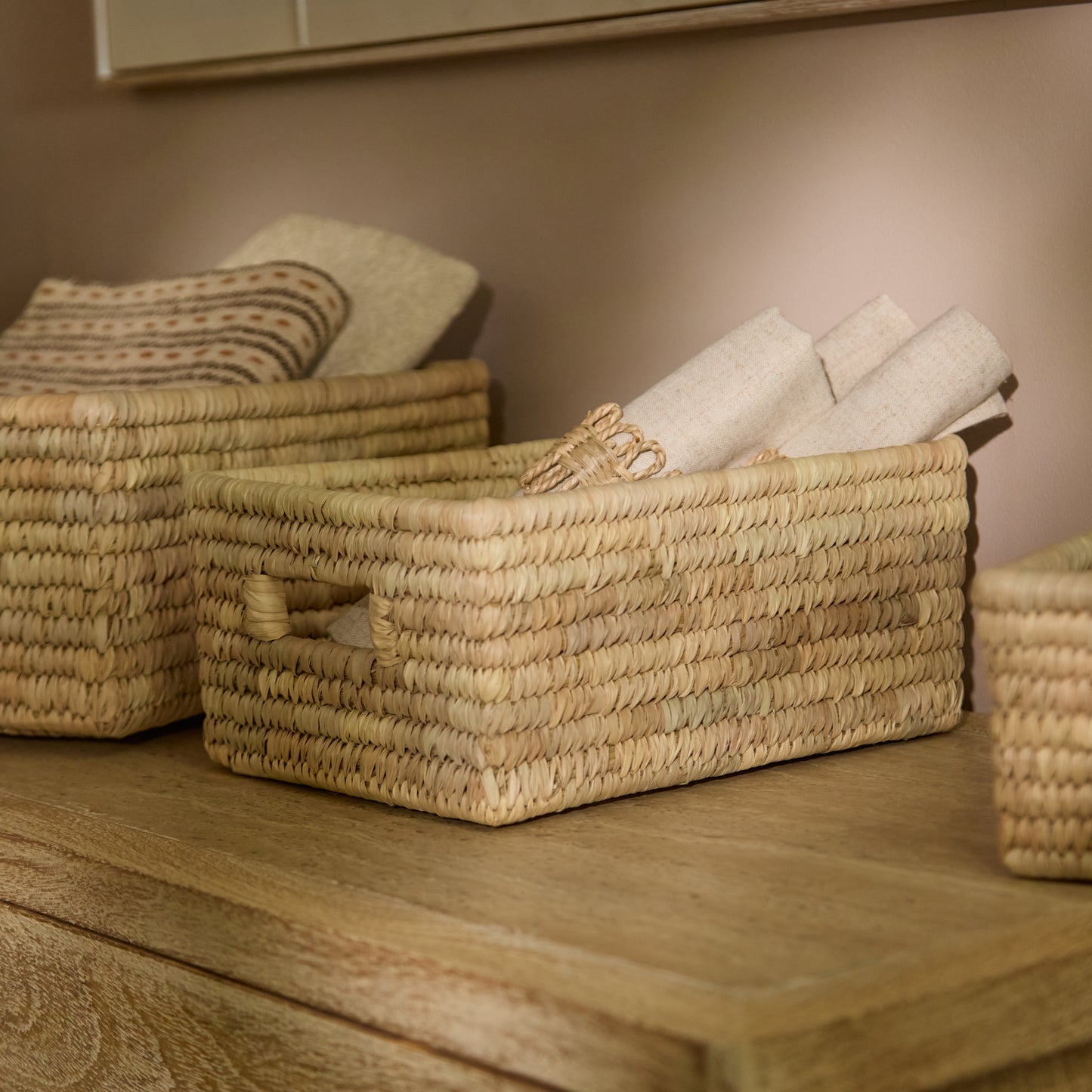 Kasheli 25x20cm Rectangular Basket - Natural Date Leaf - Laura James 