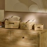 Kasheli 40x35cm Rectangular Basket - Natural Date Leaf - Laura James 