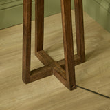 Konduru 150cm Floor Lamp Base - Natural Fabric and Darkened Mango Wood - Laura James 