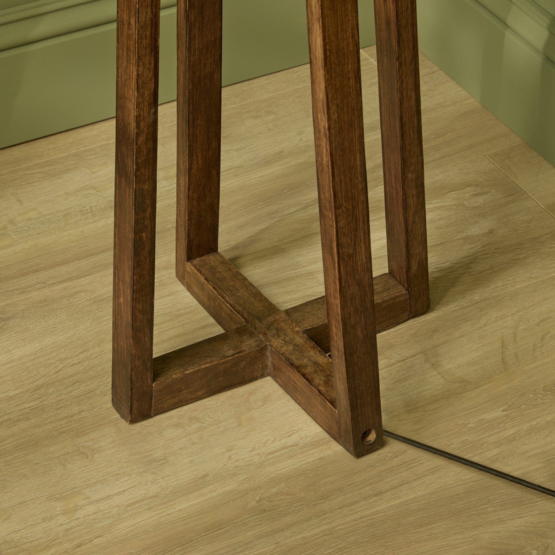Konduru 150cm Floor Lamp Base - Natural Fabric and Darkened Mango Wood - Laura James 