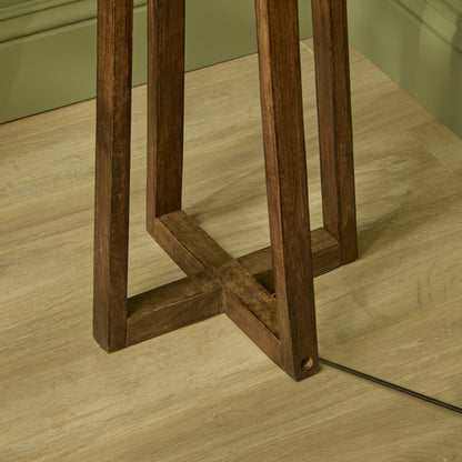 Konduru 150cm Floor Lamp Base - Natural Fabric and Darkened Mango Wood - Laura James 