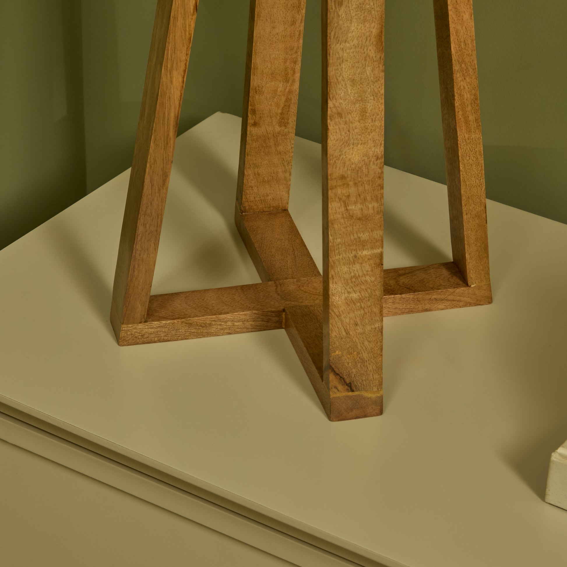 Konduru 70cm Table Lamp - Natural Fabric and Natural Mango Wood - Laura James 