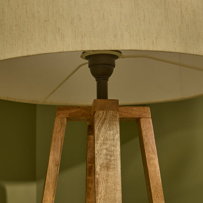 Konduru 70cm Table Lamp - Natural Fabric and Natural Mango Wood - Laura James 