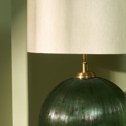 Konduru 40cm Lamp Shade - Natural Fabric and Natural Mango Wood - Laura James 