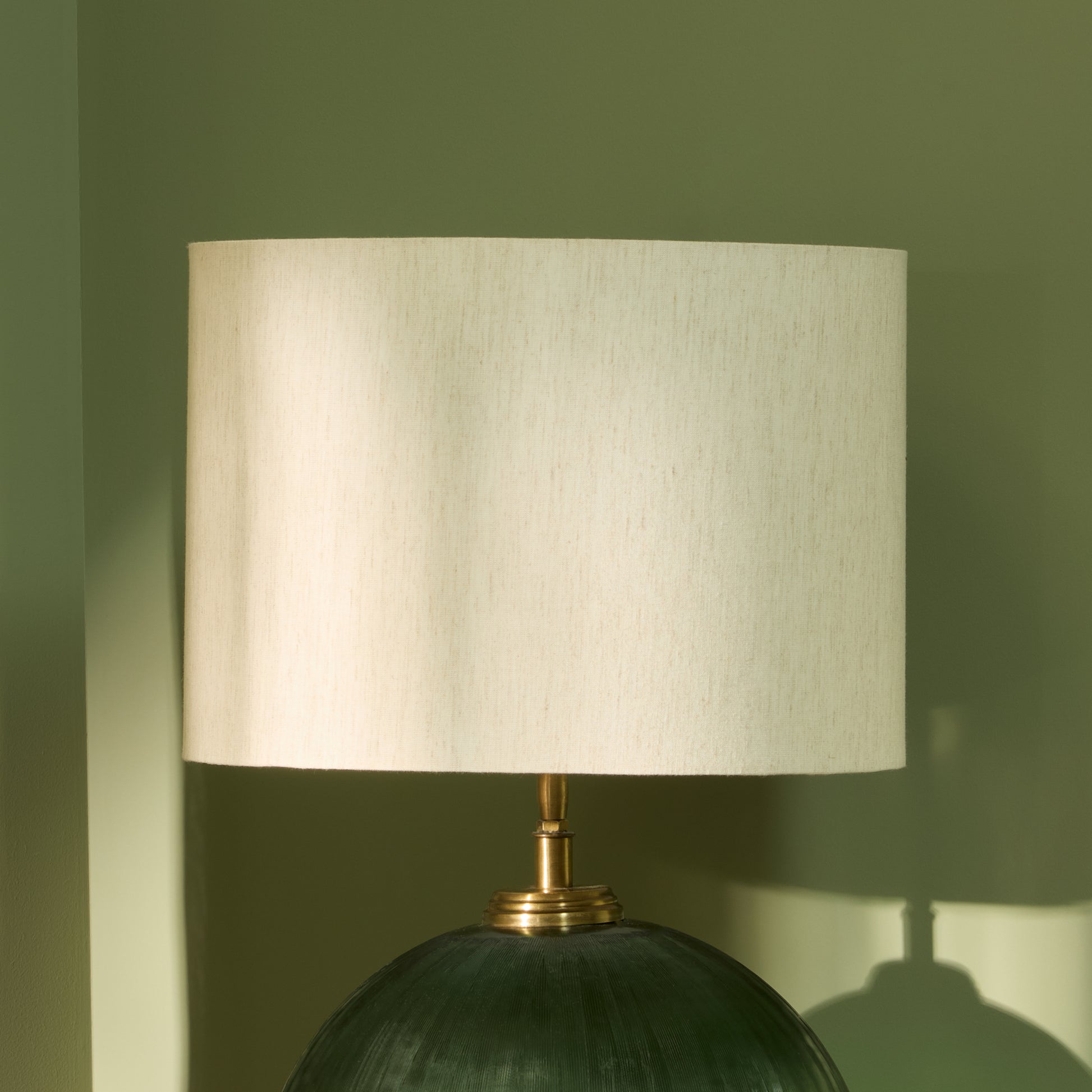 Konduru 40cm Lamp Shade - Natural Fabric and Natural Mango Wood - Laura James 