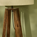 Konduru 70cm Table Lamp - Natural Fabric and Darkened Mango Wood - Laura James 