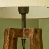 Konduru 70cm Table Lamp - Natural Fabric and Darkened Mango Wood - Laura James 