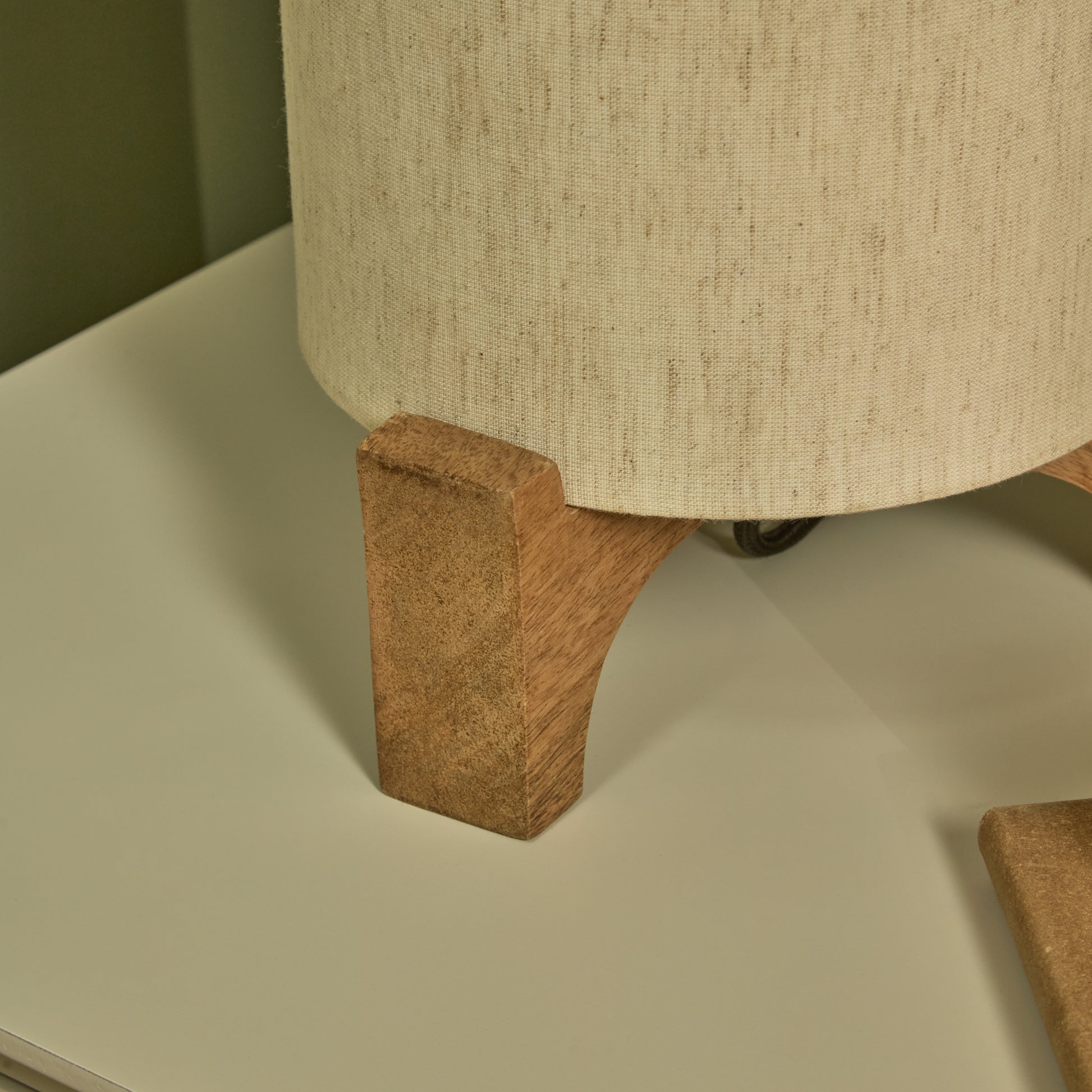 Konduru 30cm Table Lamp - Natural Fabric and Natural Mango Wood - Laura James 