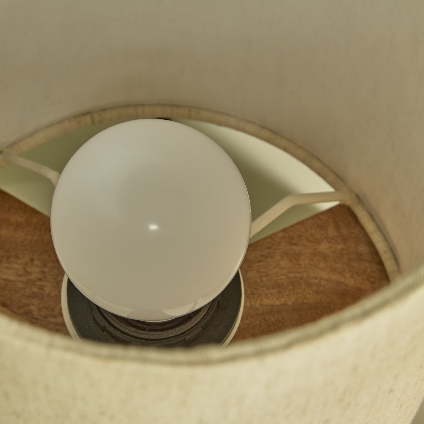 Konduru 30cm Table Lamp - Natural Fabric and Natural Mango Wood - Laura James 