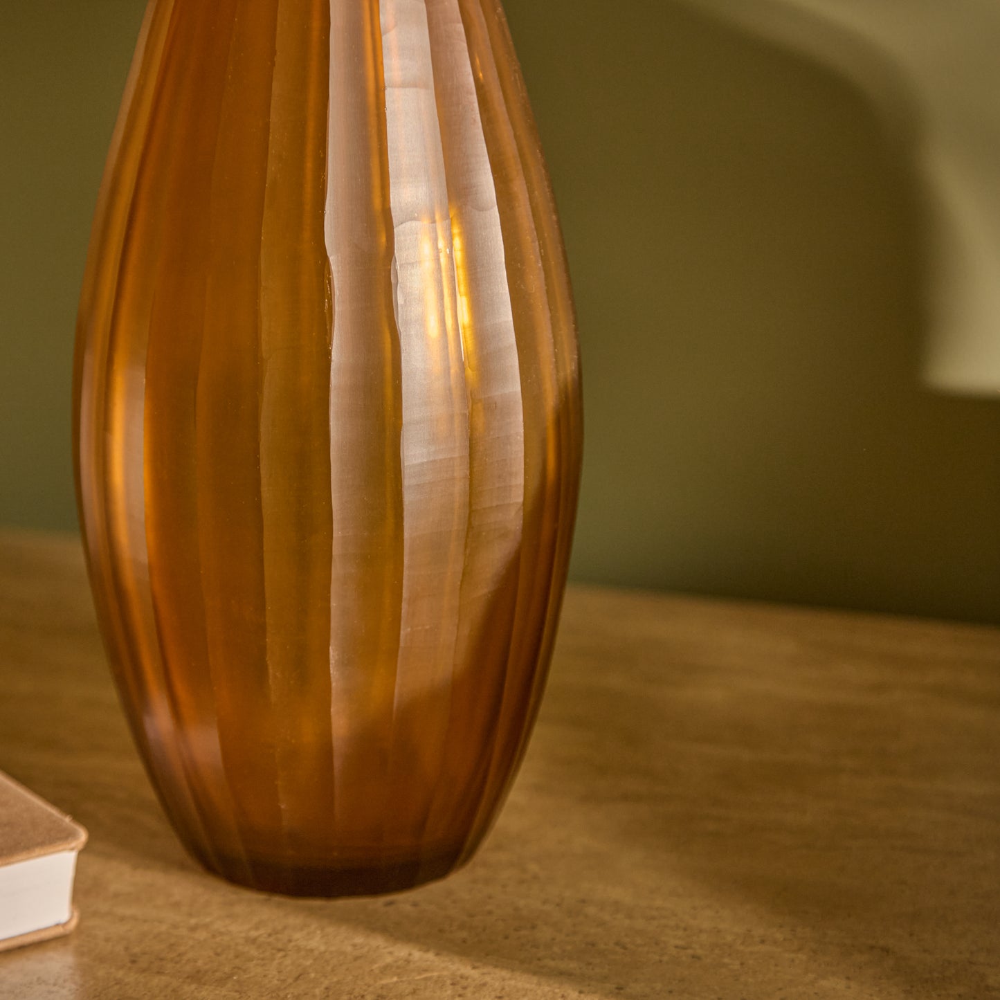 Mandla 40cm Glass Lamp Base - Amber Yellow - Laura James 