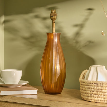 Mandla 40cm Glass Lamp Base - Amber Yellow - Laura James 