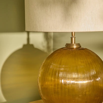 Orai 33cm Glass Table Lamp Base - Amber Yellow - Laura James 