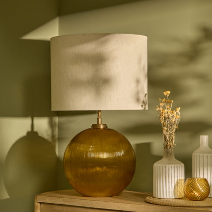 Orai 33cm Glass Table Lamp Base - Amber Yellow - Laura James 
