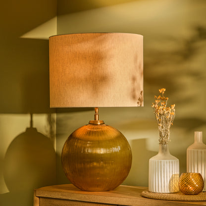 Orai 33cm Glass Table Lamp Base - Amber Yellow - Laura James 