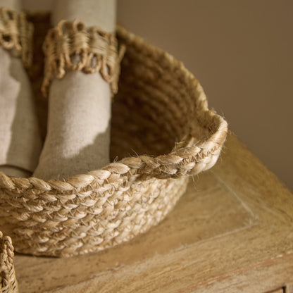 Satara 18x25cm Oval Jute Basket - Whitewash - Laura James 