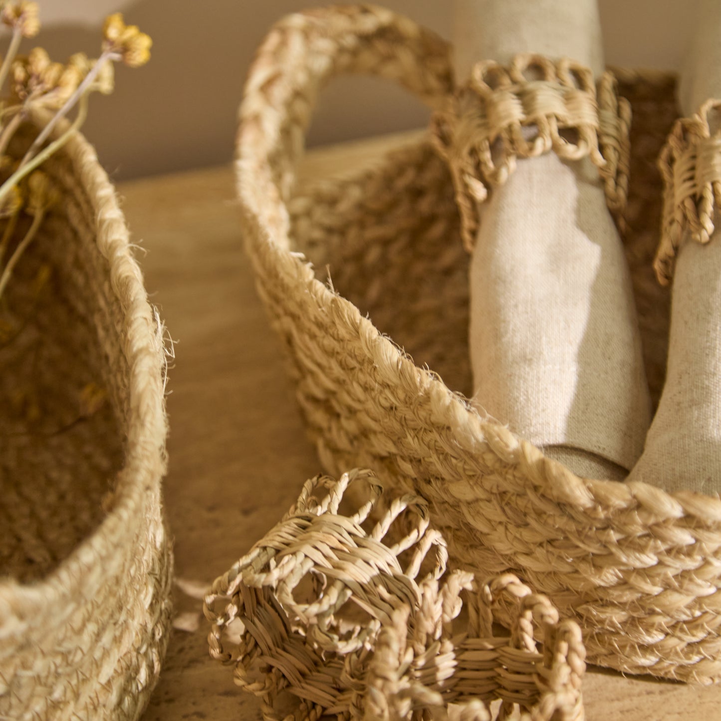 Satara 18x25cm Oval Jute Basket - Whitewash - Laura James 